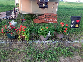 Flowers and new sign