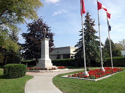 Memorial in front of Library